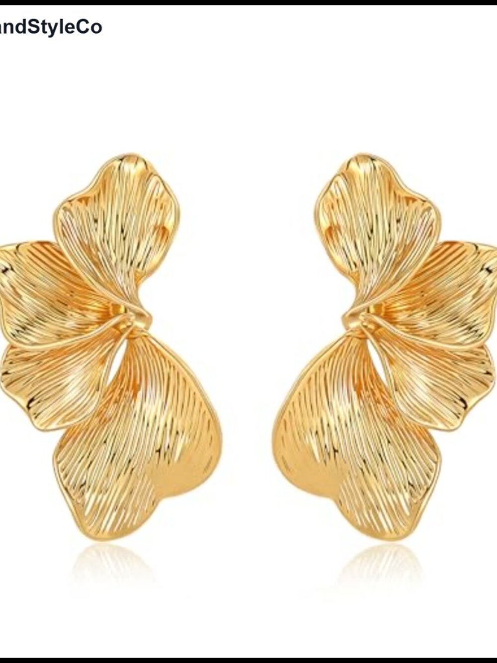 14K Gold Plated Large Geometric Flower Dangle Drop Earrings for Women